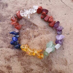 Adjustable Elastic Bangle Natural Multi Color Stones Bracelet Cuff Jewelry Gift